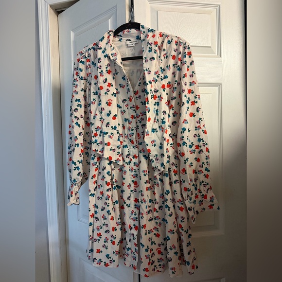 Jason Wu Floral Tie Neck Shirt Dress size 4 - Picture 2 of 5